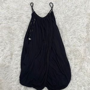 Free People Black Split Front Back Top Beads Size XS